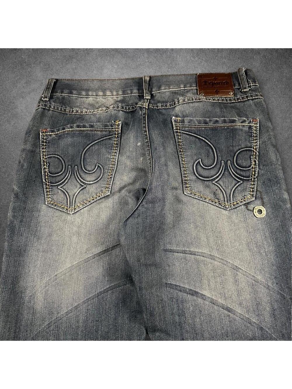 Y2k grunge rockstar archive departed embroidered bootcut jeans - 33x29.5